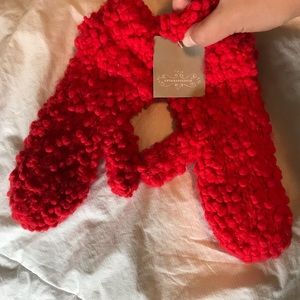 NWT Red Knit Anthropologie Mittens / Gloves